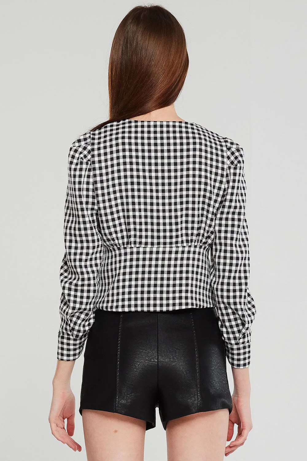 Anna Button Detail Gingham Blouse