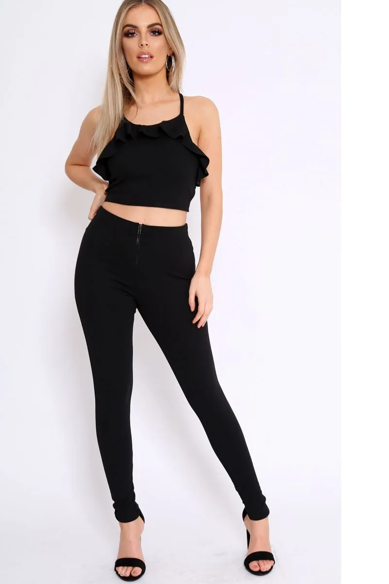 Black Frill Cami and Trousers Co-ord - Autymn