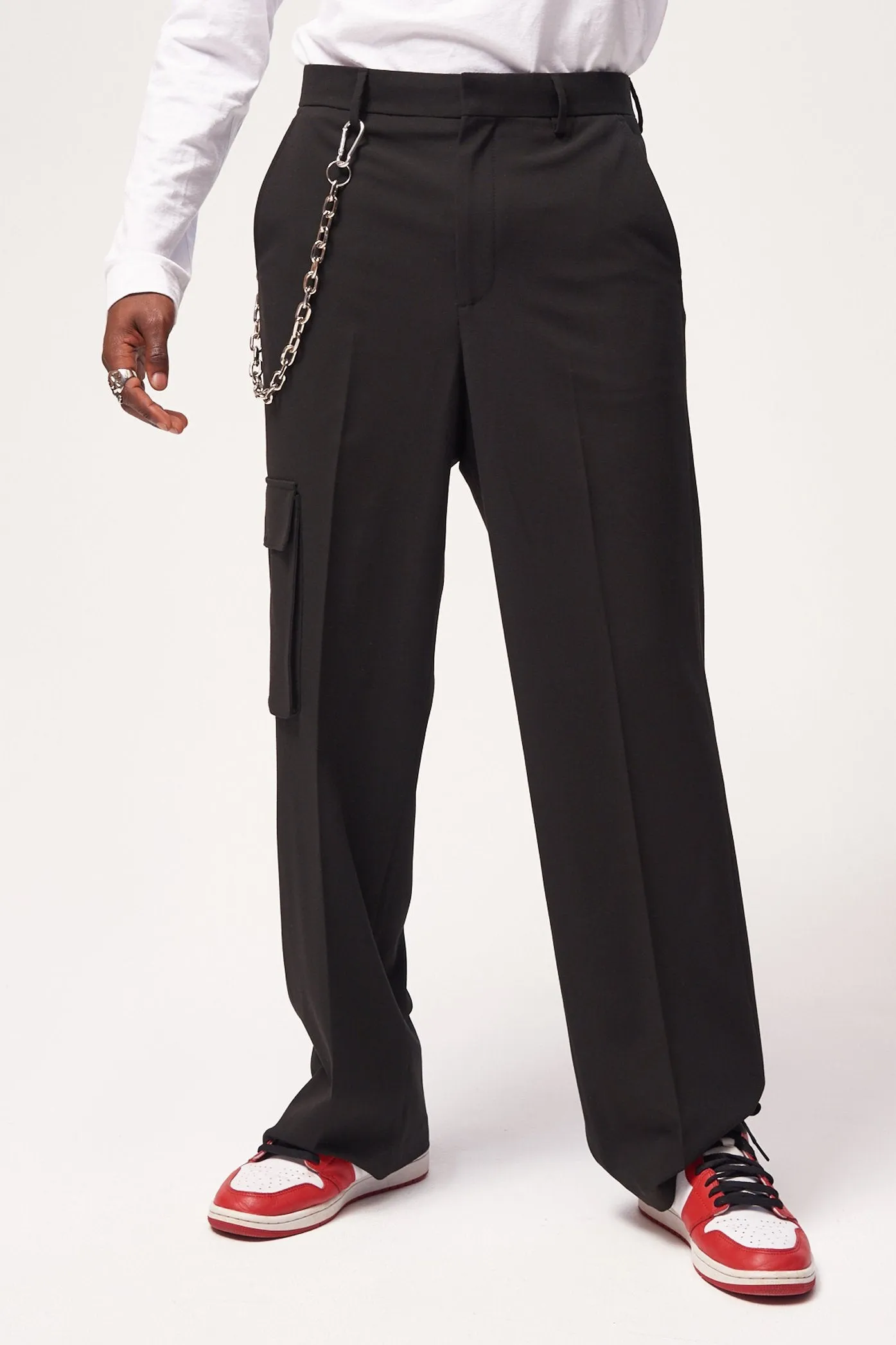 Black Skate Fit Trousers With Utility Pockets