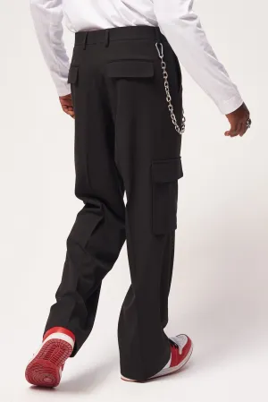 Black Skate Fit Trousers With Utility Pockets