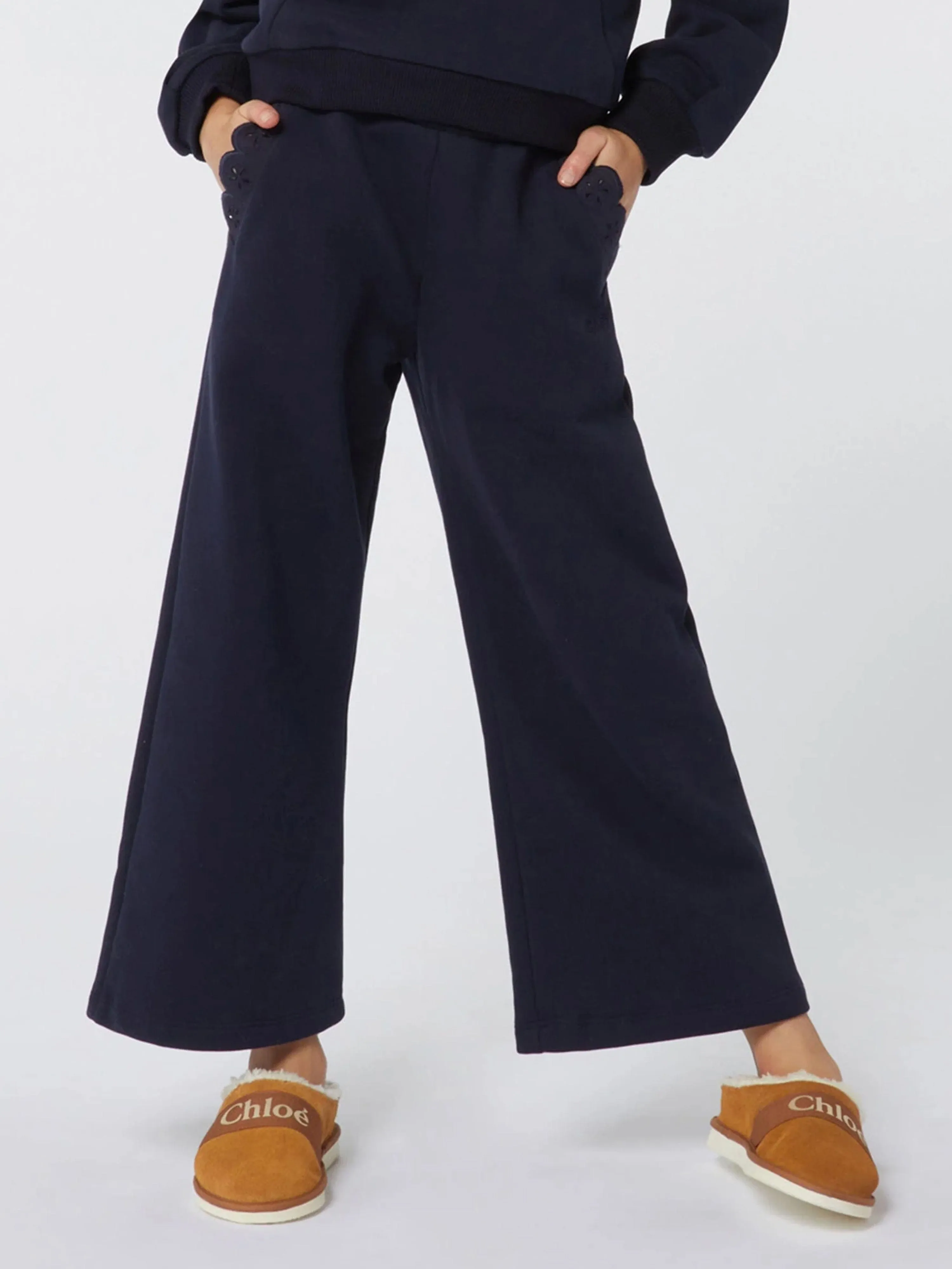 Chloé Girls Fleece Trousers in Navy