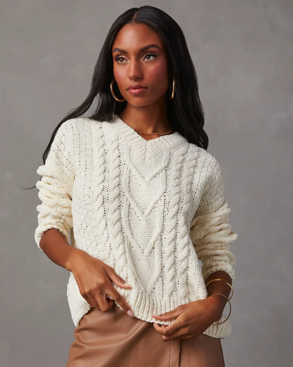 Corey Relaxed Cable Knit Sweater