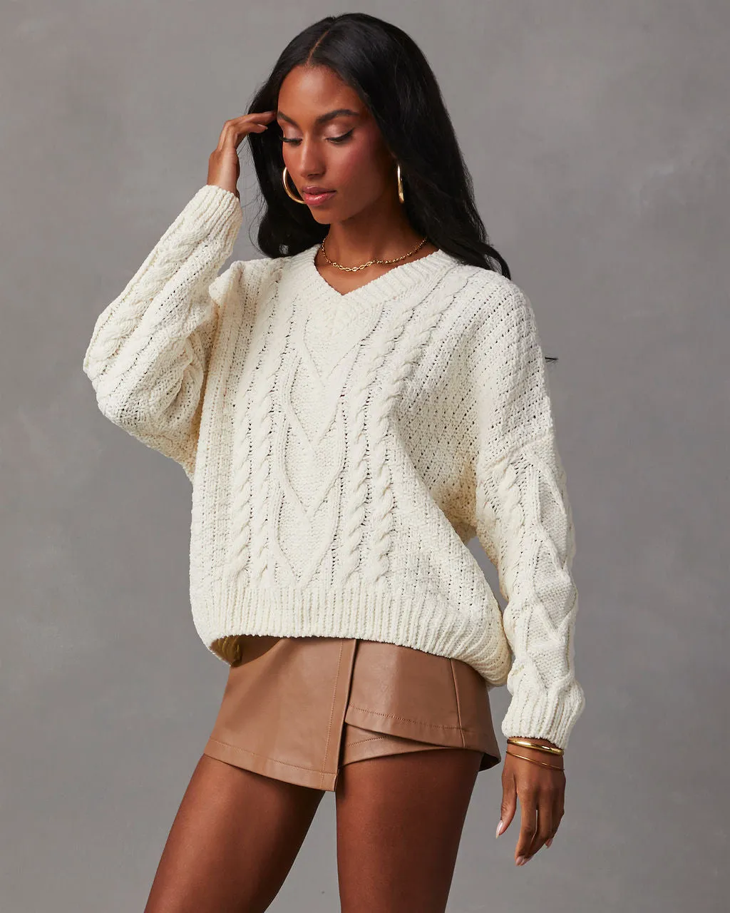 Corey Relaxed Cable Knit Sweater