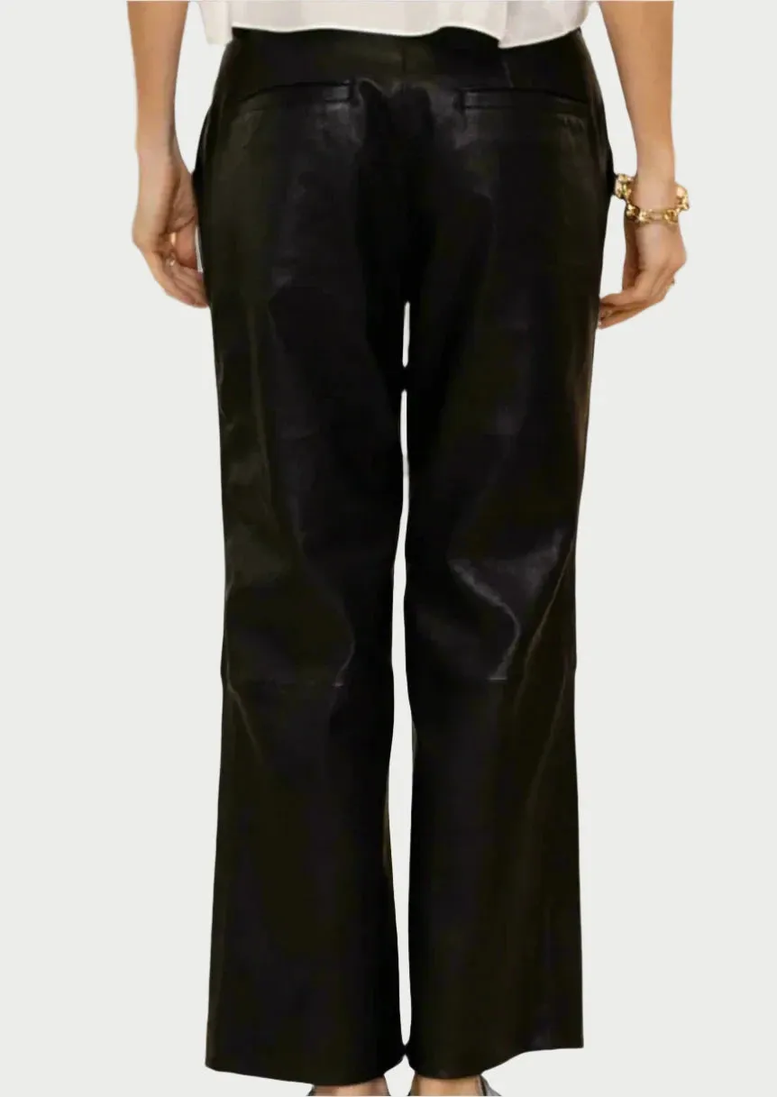 Cropped Baggy Leather Trousers