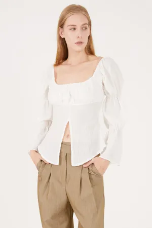 Danna Balloon Sleeve w/ Front Slit Blouse