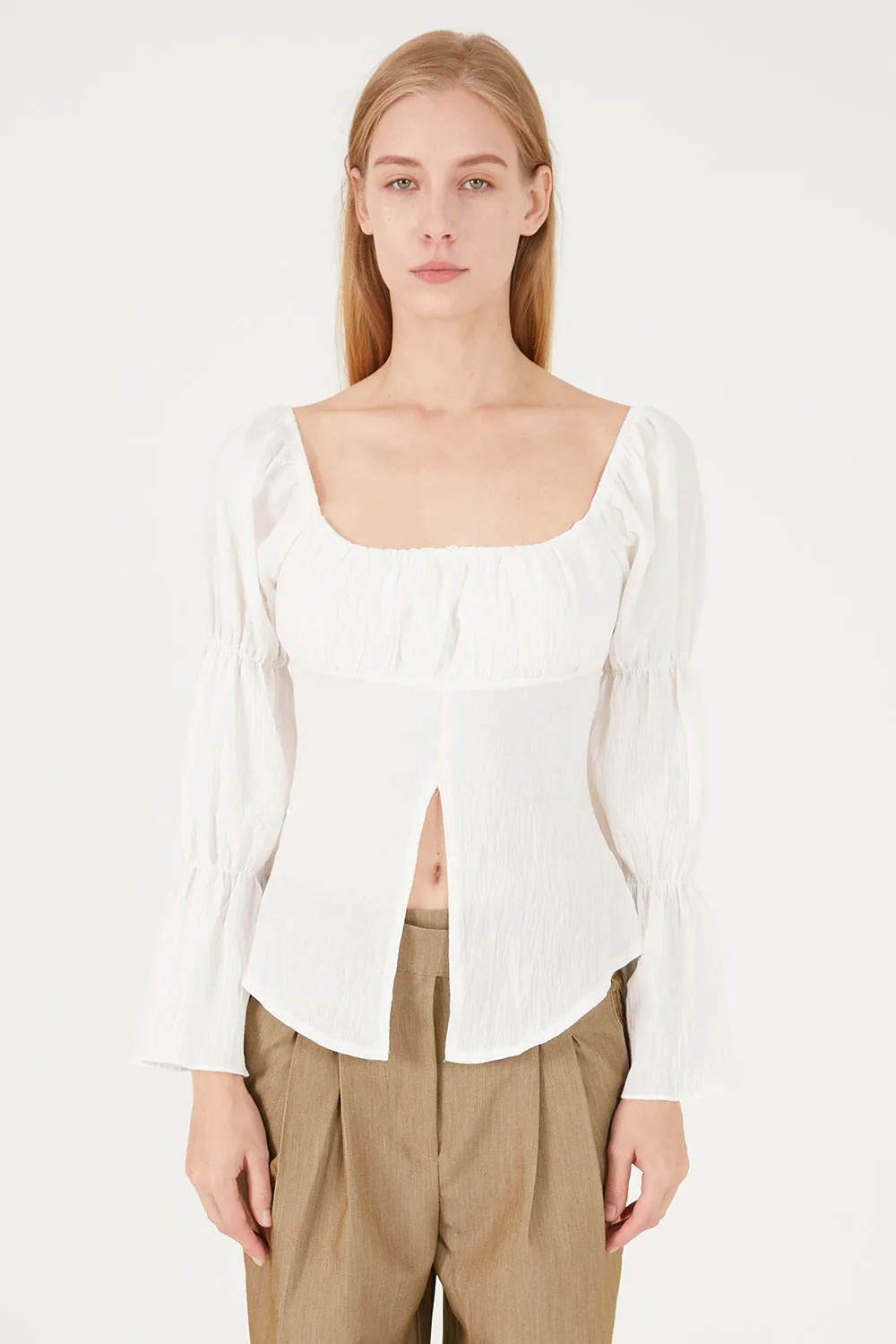 Danna Balloon Sleeve w/ Front Slit Blouse