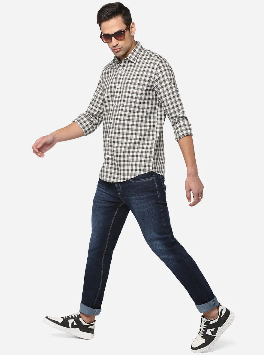 Dawn Grey Checked Slim Fit Casual Shirt | Greenfibre