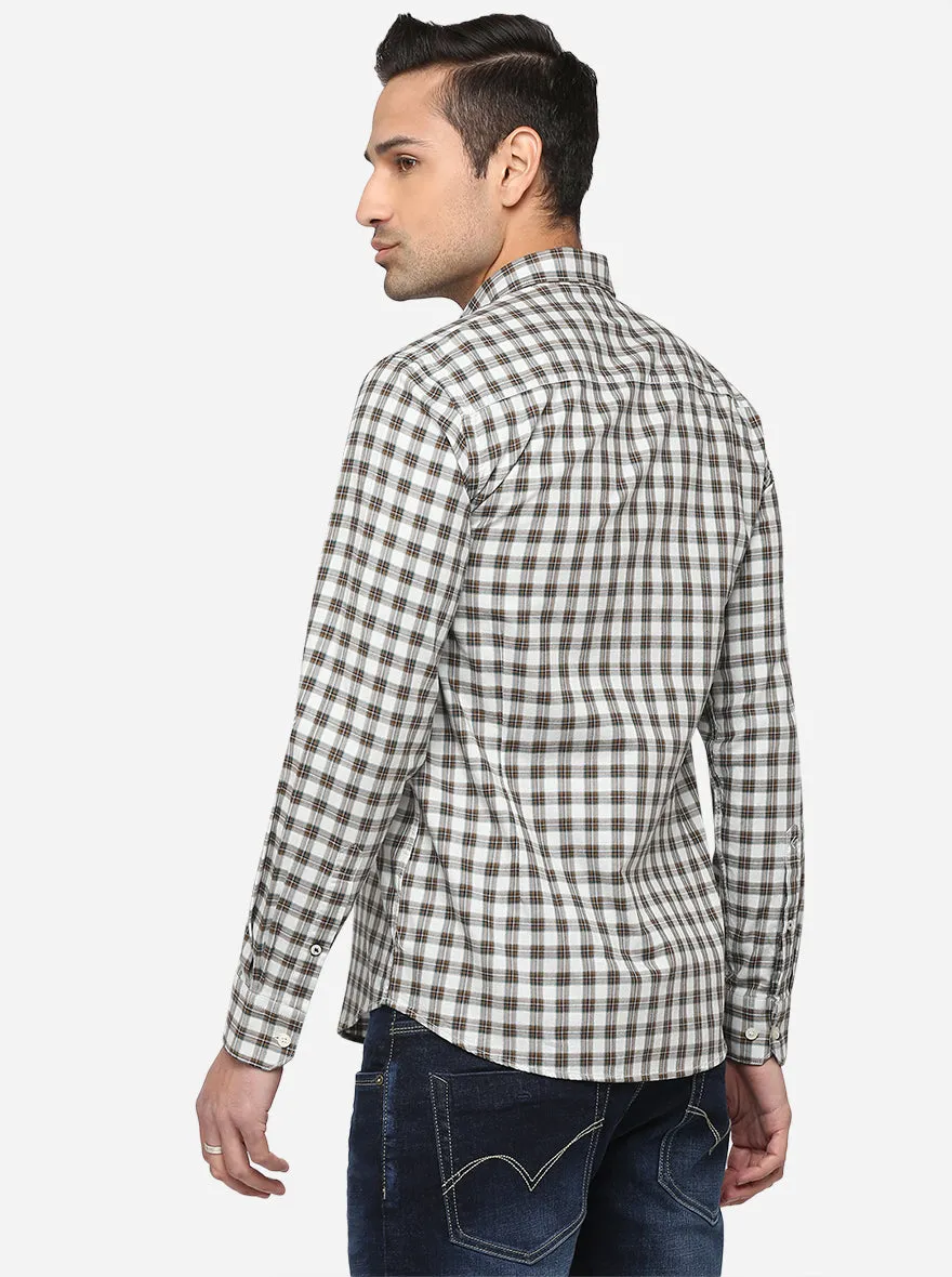 Dawn Grey Checked Slim Fit Casual Shirt | Greenfibre