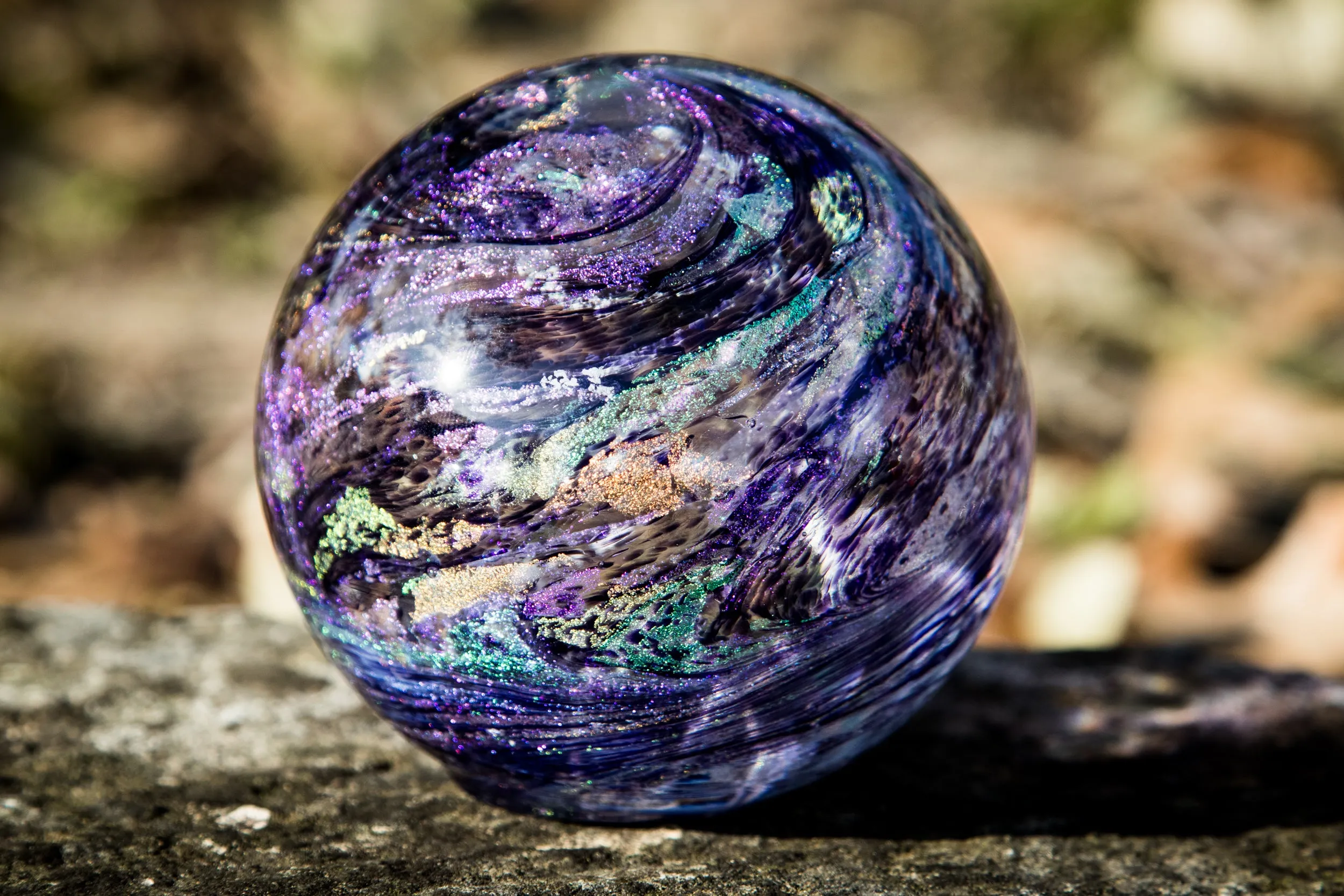 Dichroic Explosion Orb with Cremation Ash