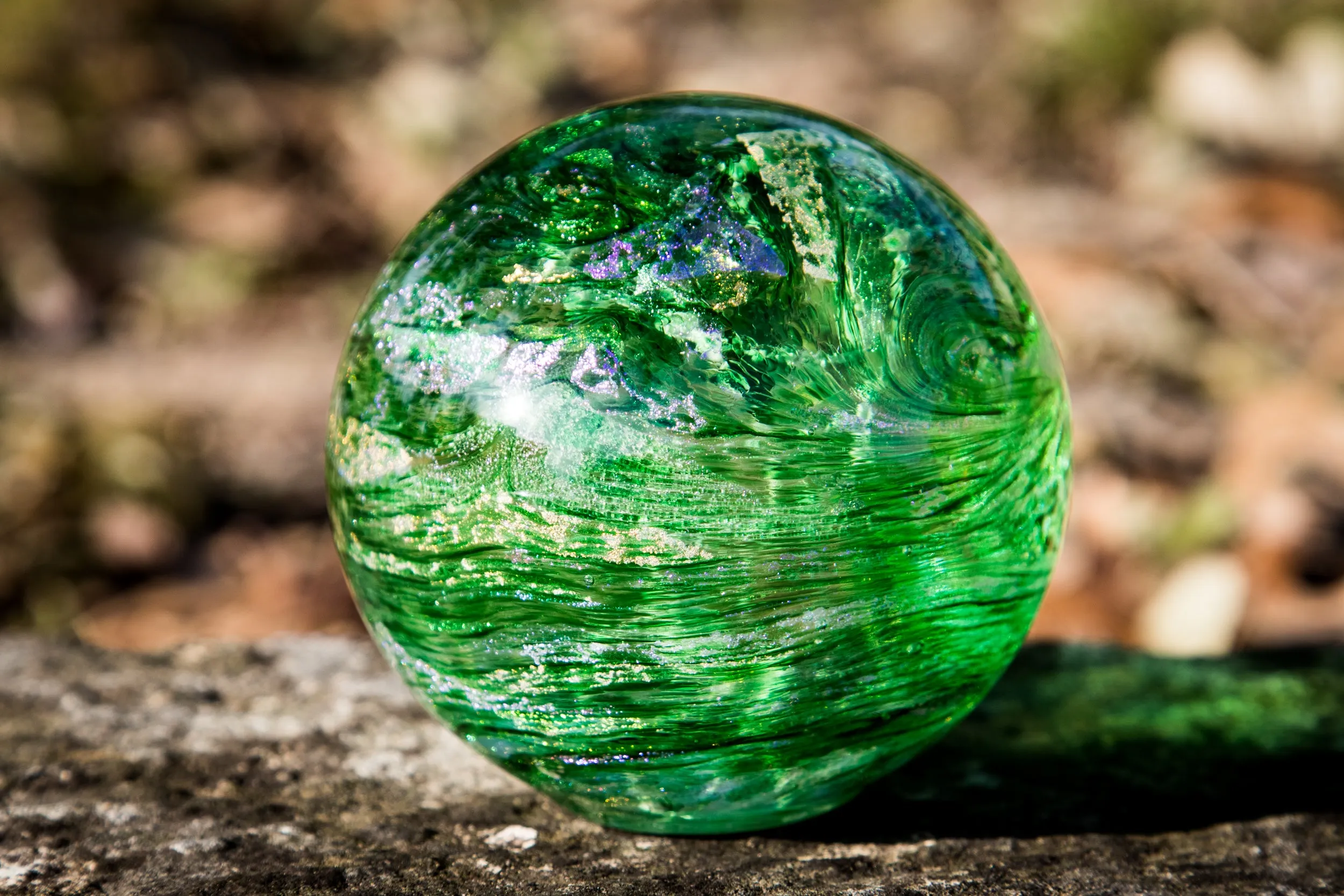 Dichroic Explosion Orb with Cremation Ash