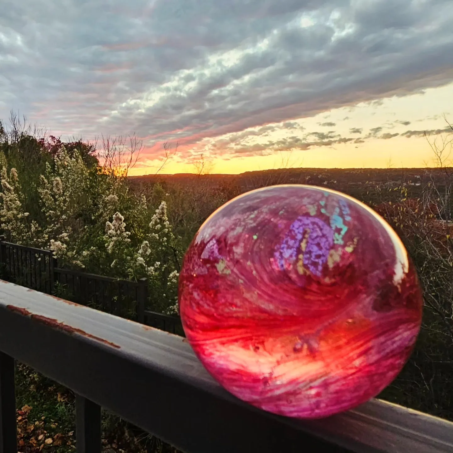 Dichroic Explosion Orb with Cremation Ash