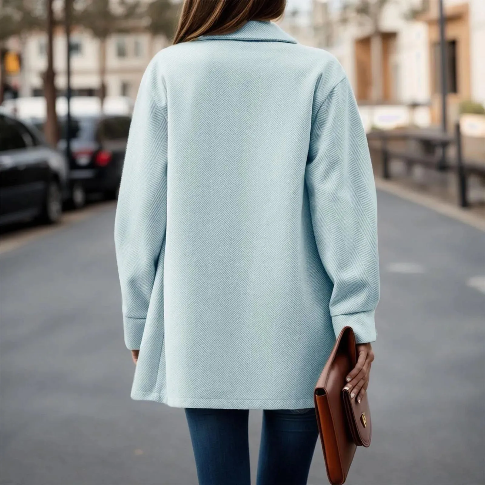 Elegant Button Down Long Sleeve Jacket with Pockets