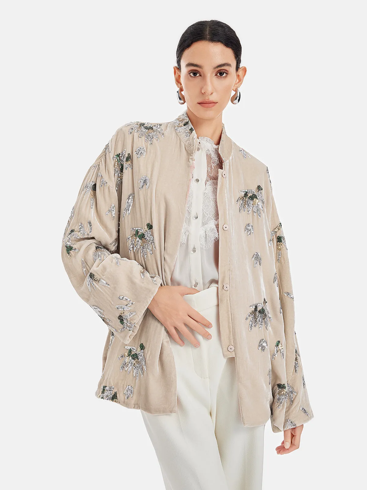 Elegant Velvet Embroidered Chinese Jacket