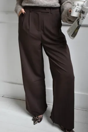 Essential pantalon met knoop - Bruin