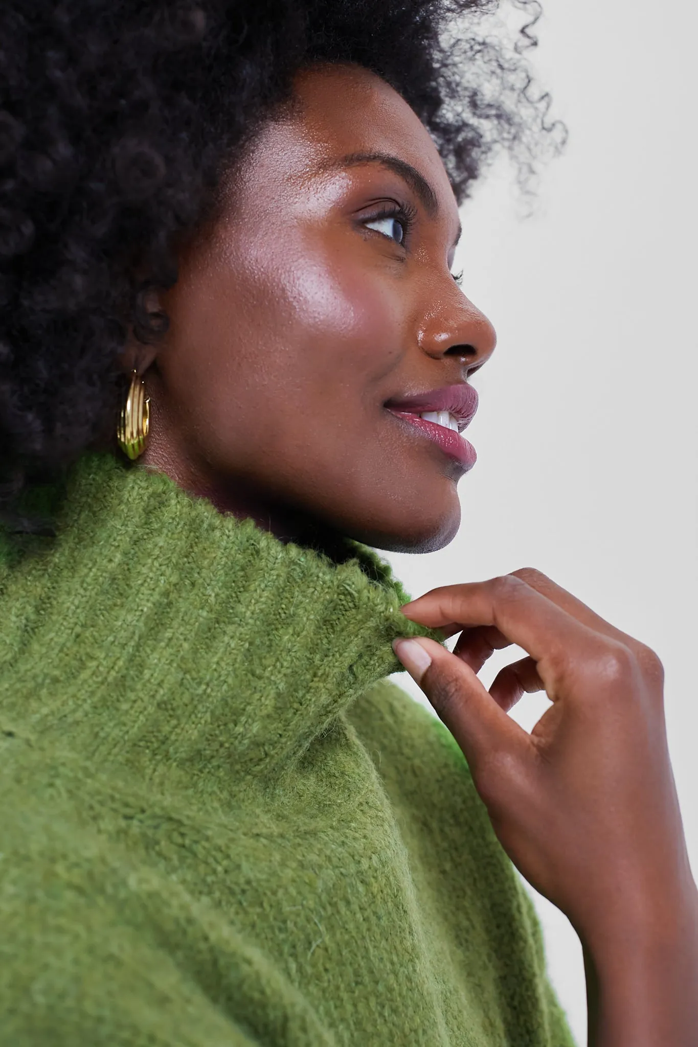 Green Boucle Hannah Turtleneck Sweater