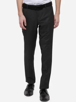 Grey & Black Checked Super Slim Fit Formal Trouser | JadeBlue