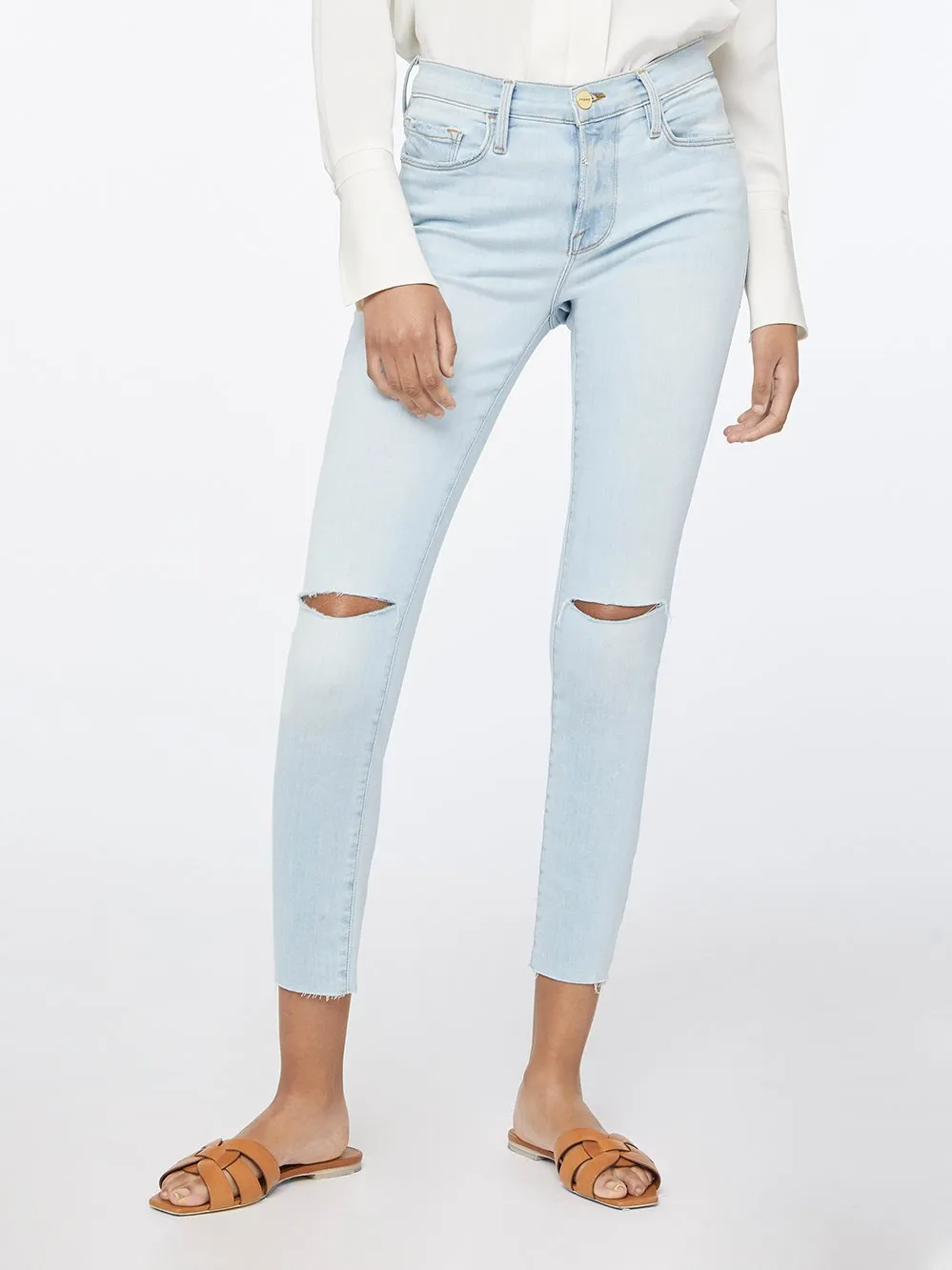 Le Skinny de Jeanne Crop Raw Edge -- Pacifica Rips