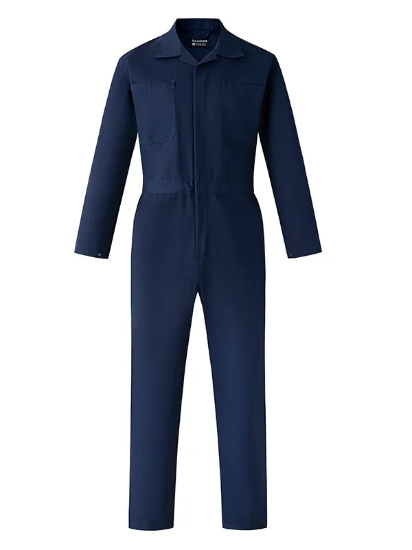 Long Sleeve Coveralls for Men, Zip Front Cotton Twill Work Coverall, Action Back Jumpsuit with Pockets