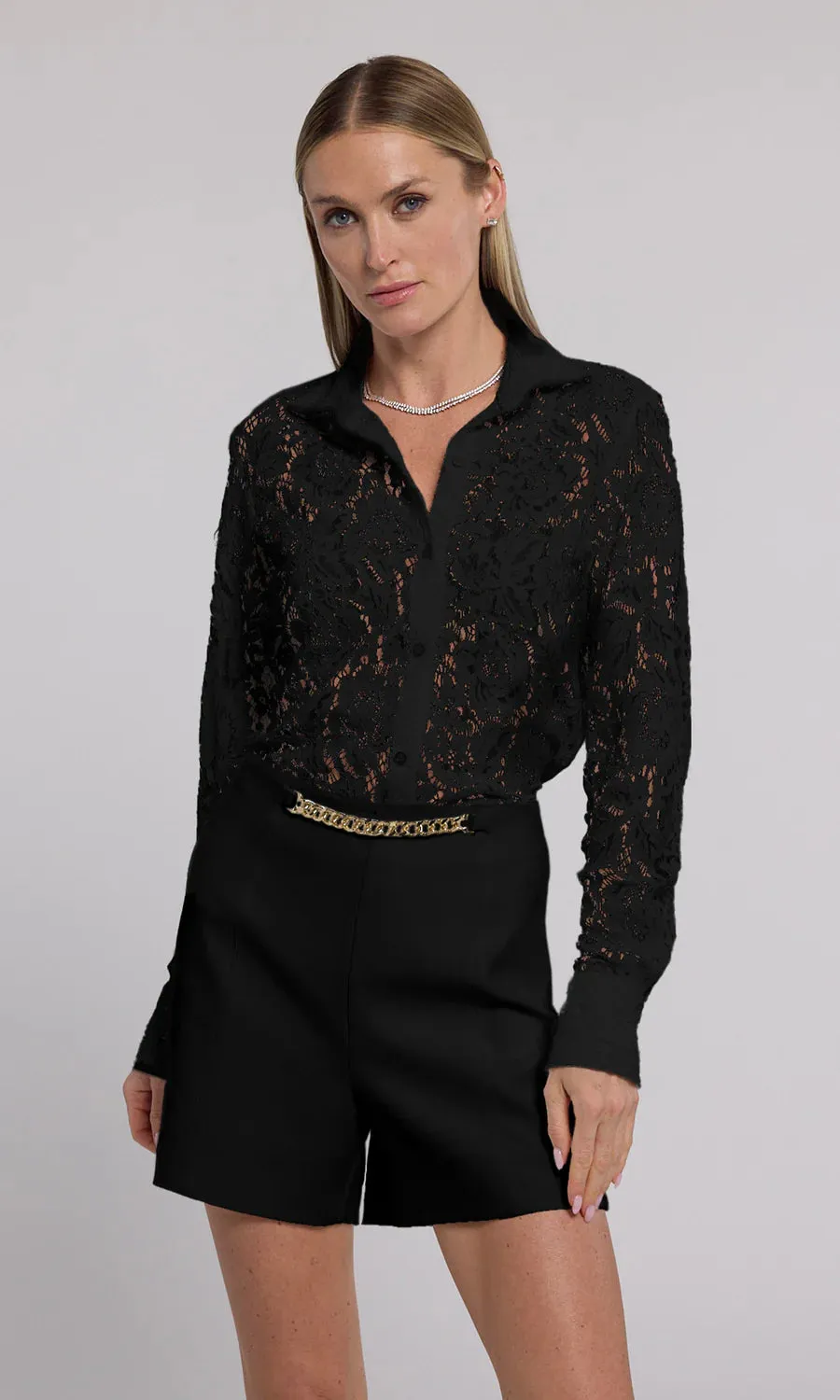 Marcello Lace Shirt - Black