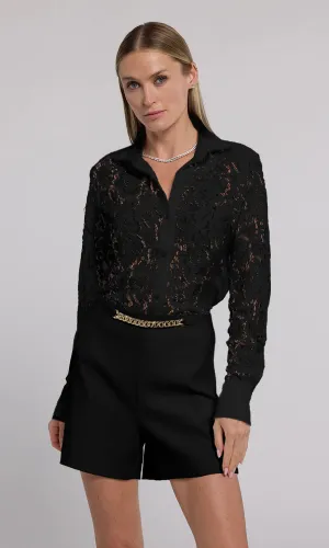 Marcello Lace Shirt - Black