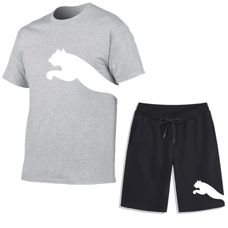 Men's Summer Mesh T-Shirt & Sweatpants Set - Casual Sportswear