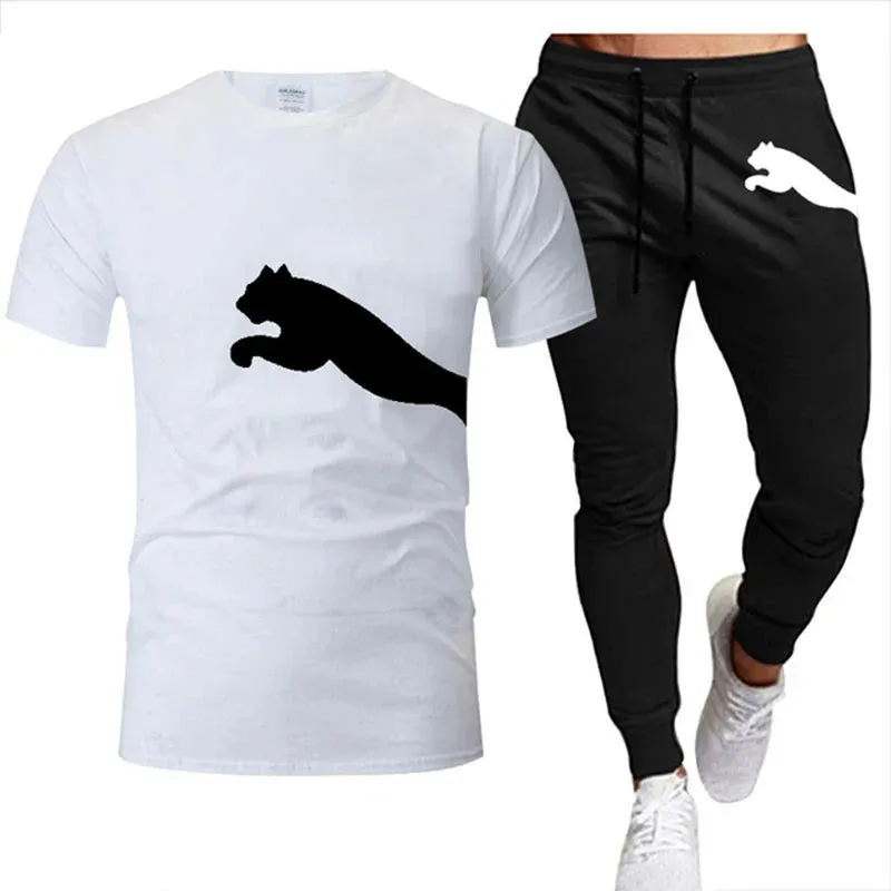 Men's Summer Mesh T-Shirt & Sweatpants Set - Casual Sportswear