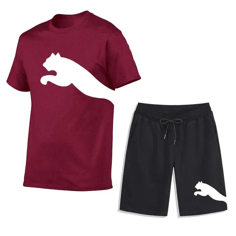 Men's Summer Mesh T-Shirt & Sweatpants Set - Casual Sportswear