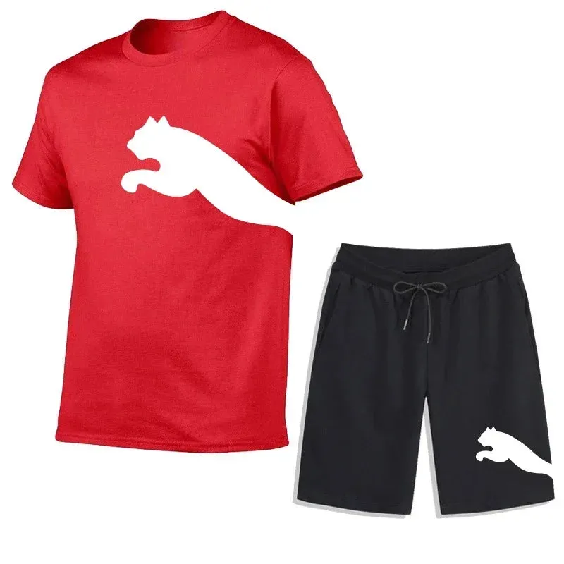 Men's Summer Mesh T-Shirt & Sweatpants Set - Casual Sportswear