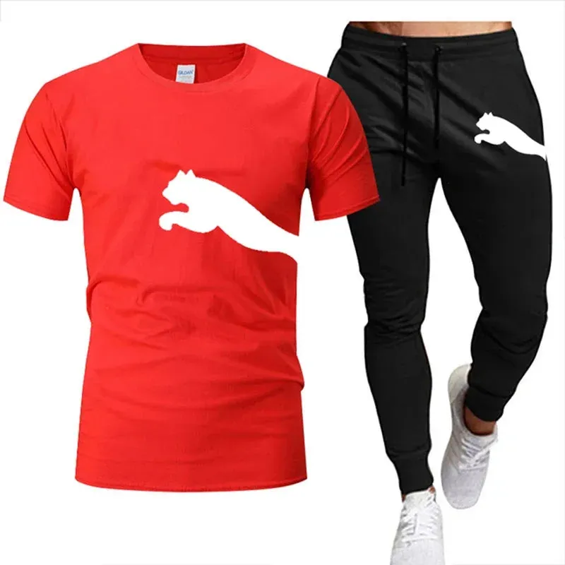 Men's Summer Mesh T-Shirt & Sweatpants Set - Casual Sportswear