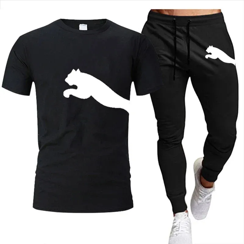 Men's Summer Mesh T-Shirt & Sweatpants Set - Casual Sportswear