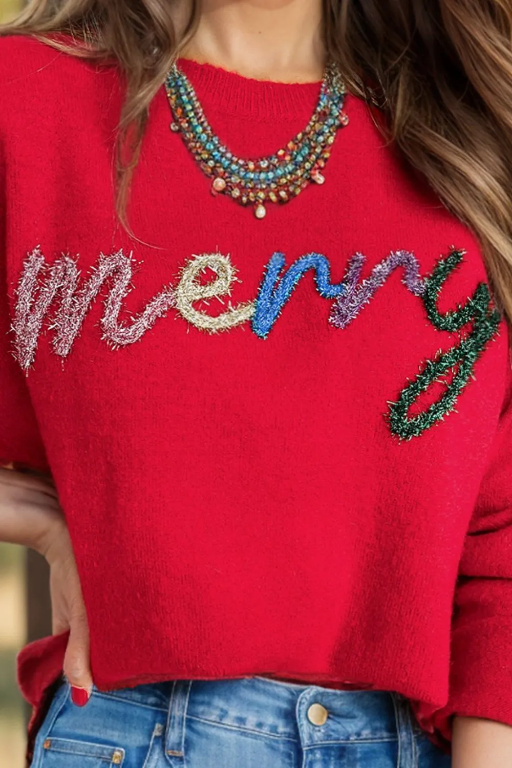 MERRY Round Neck Long Sleeve Sweater Christmas Sweater Womens Fashion Holiday Clothing Ugly Christmas Sweater Unisex Sweatshirt KESLEY