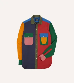 Multicoloured Linen Two-Pocket Fun Work Shirt