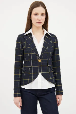 Navy & Yellow Plaid Blazer