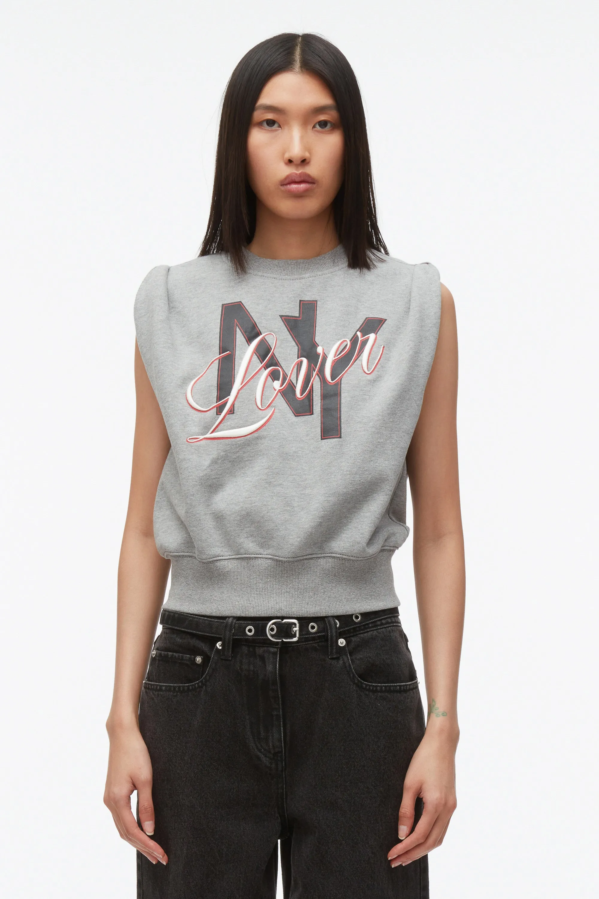 NY Lover Sleeveless Cropped Sweatshirt