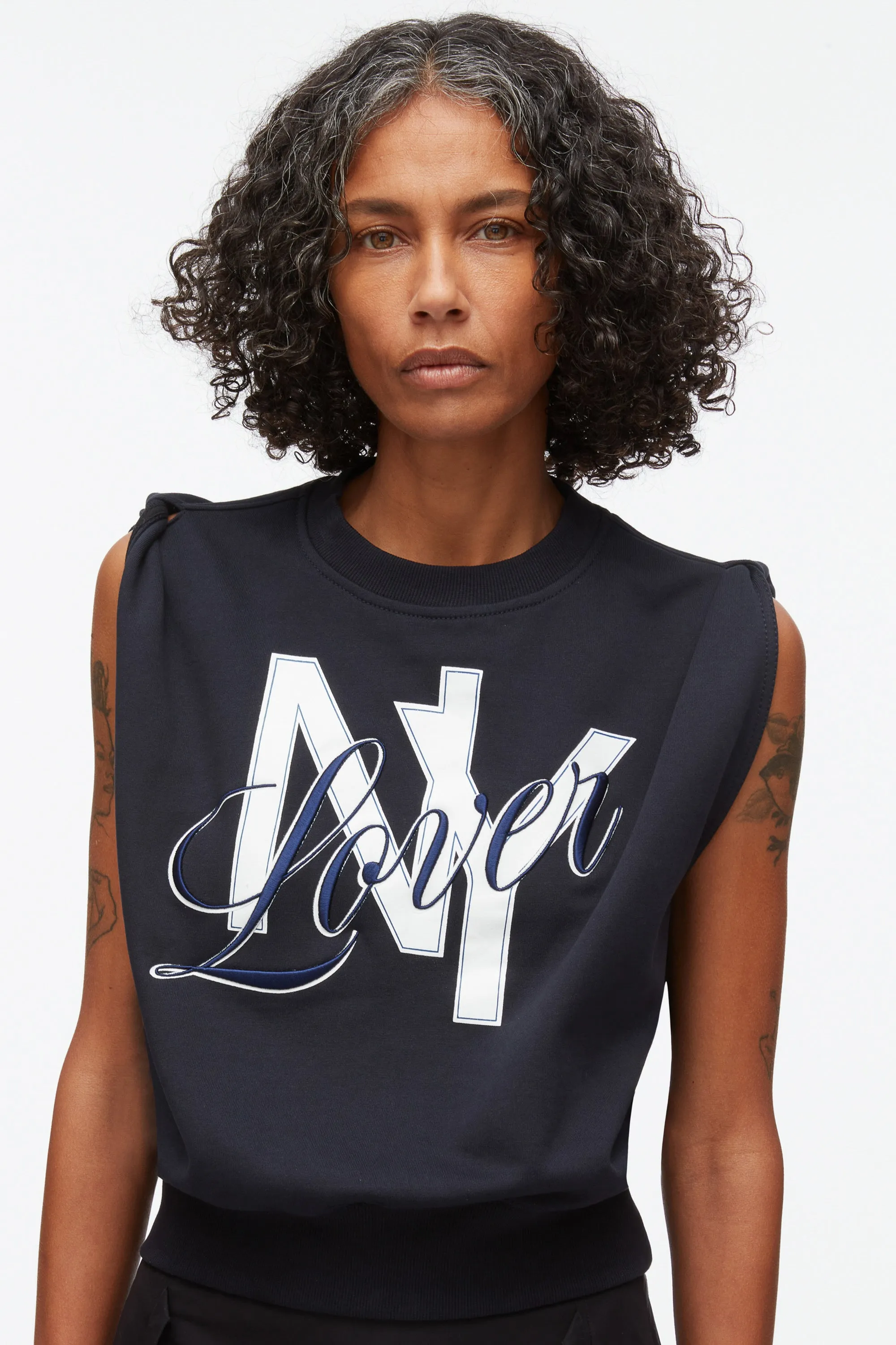 NY Lover Sleeveless Cropped Sweatshirt