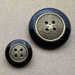 Nylon Gold Metallic Round Patterned Shank Button