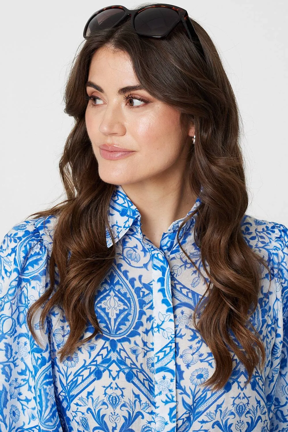 Paisley Print Puff 1/2 Sleeve Shirt