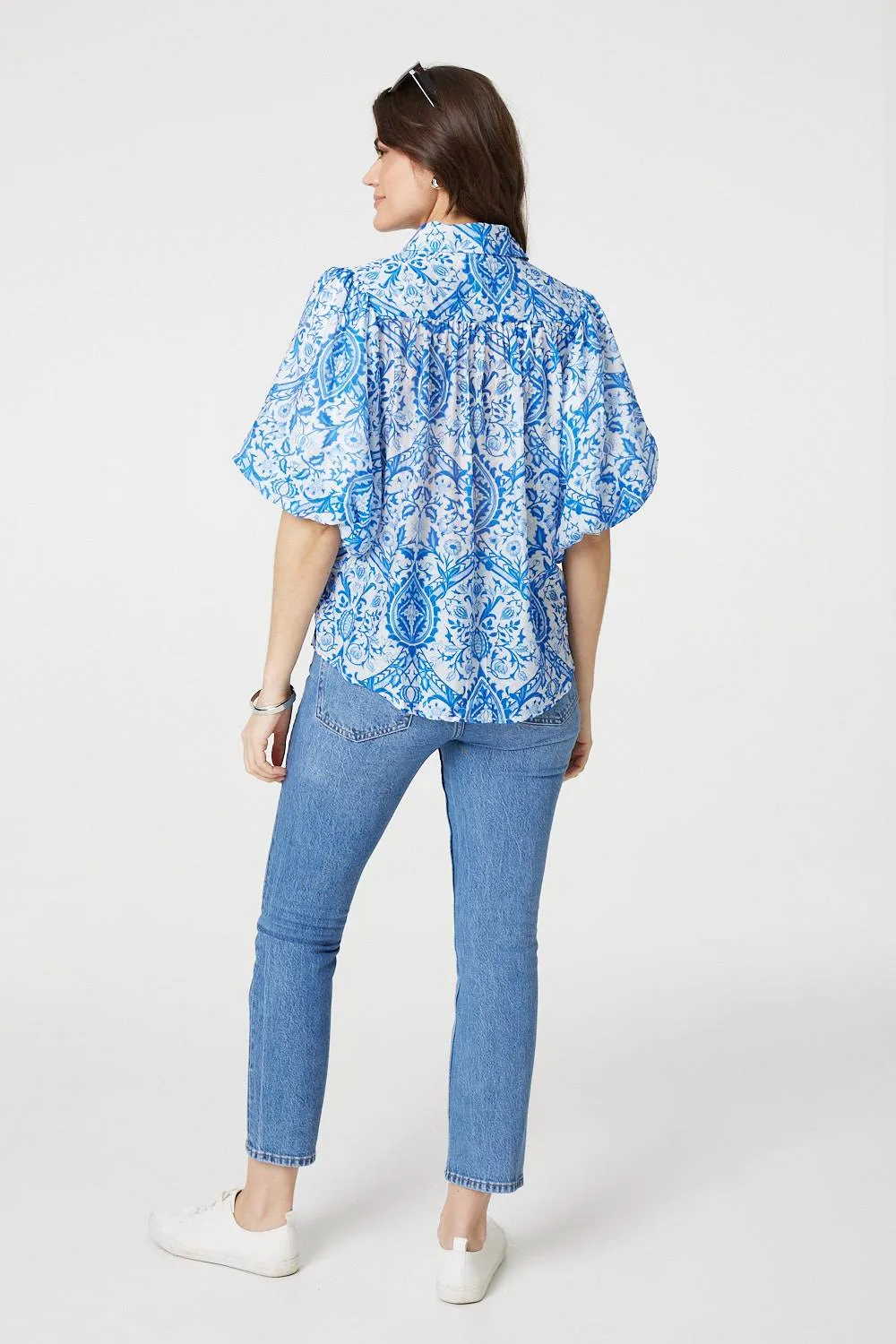 Paisley Print Puff 1/2 Sleeve Shirt