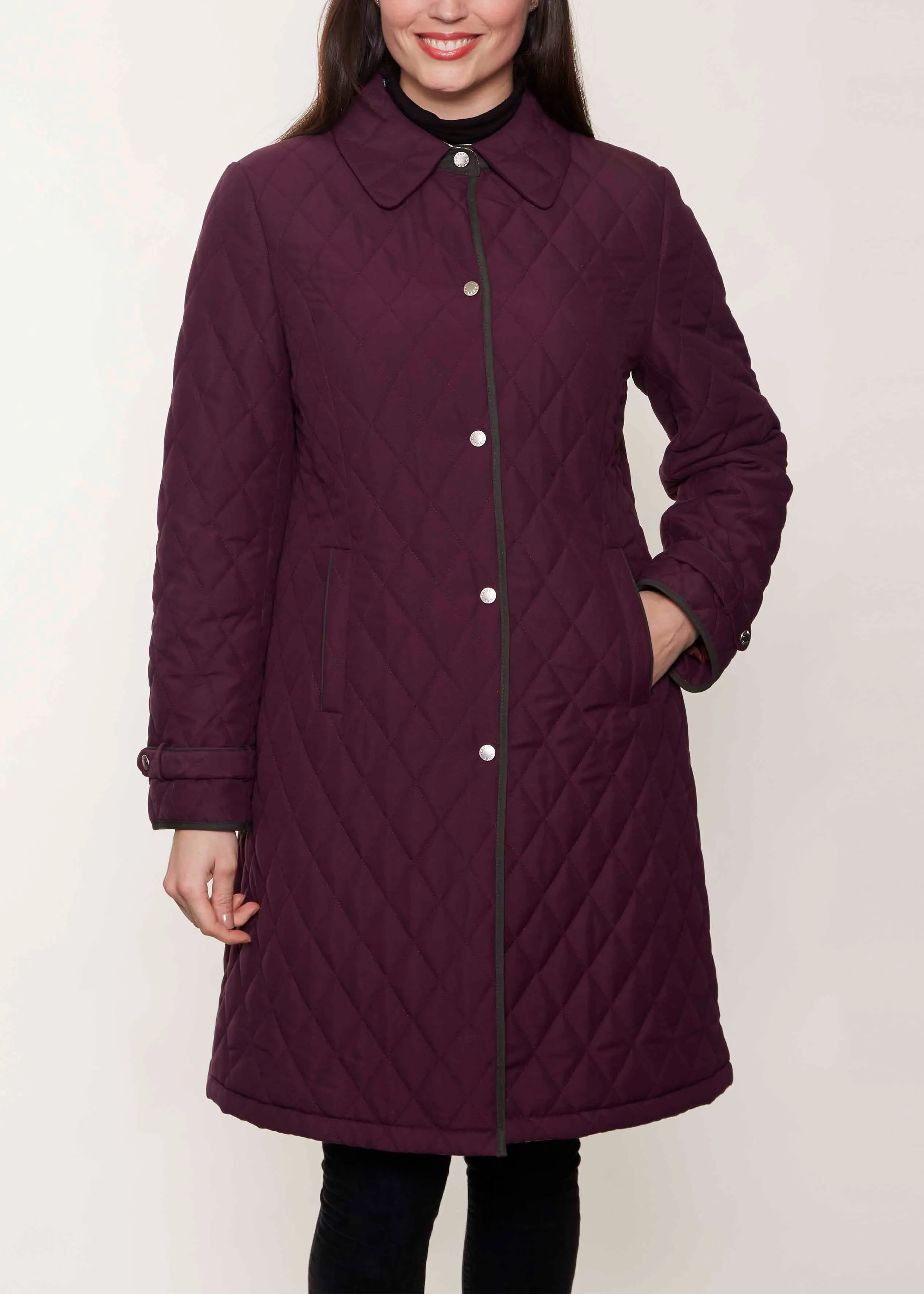 Penelope Diamond Quilted VELCRO® Brand Fastening Coat