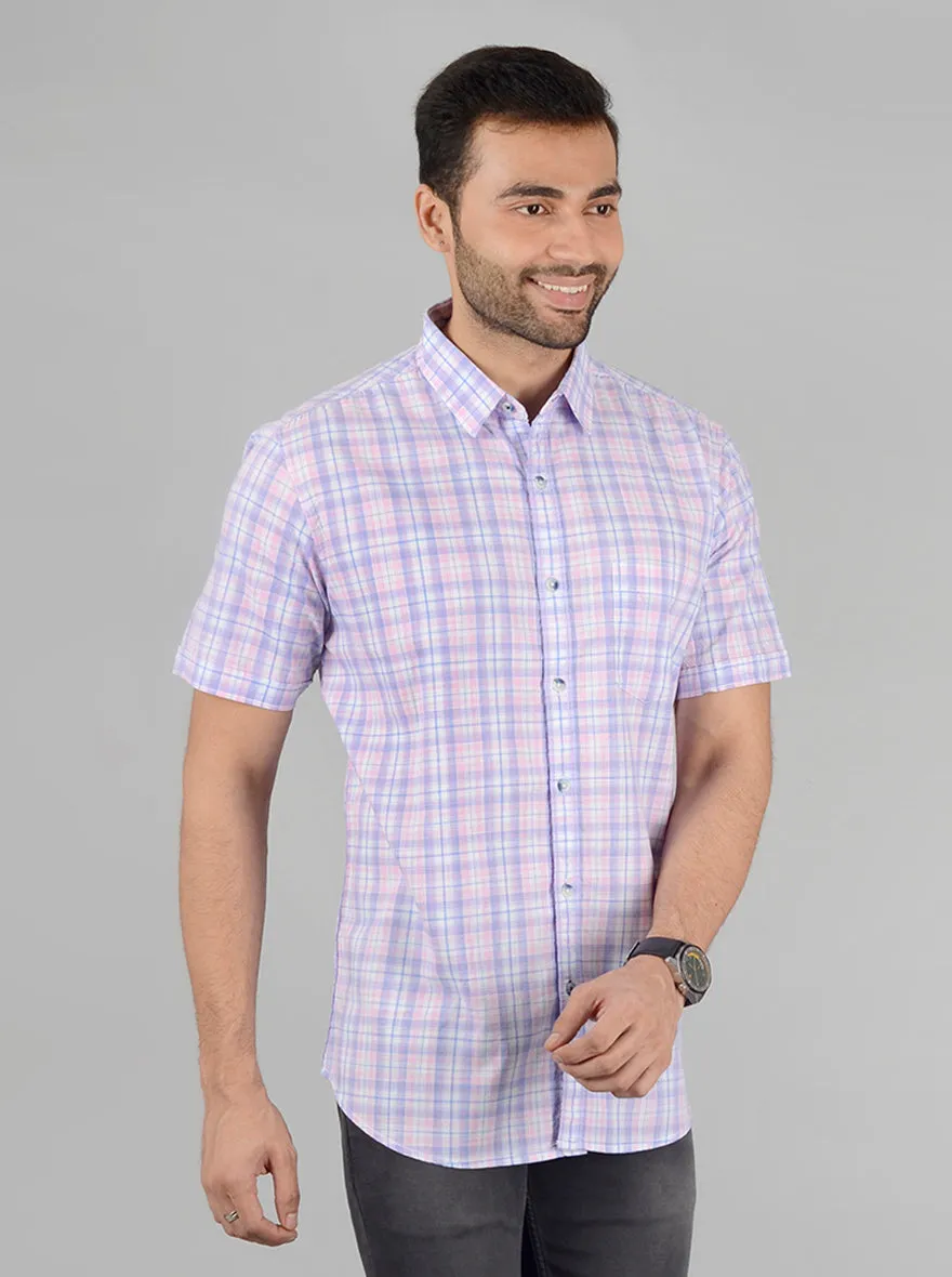 Pink Checked Slim Fit Casual Shirt | JadeBlue