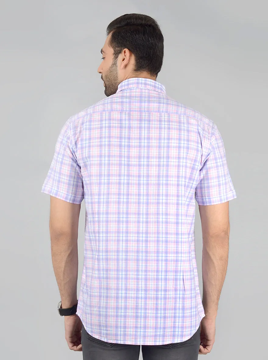 Pink Checked Slim Fit Casual Shirt | JadeBlue