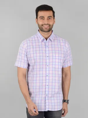 Pink Checked Slim Fit Casual Shirt | JadeBlue