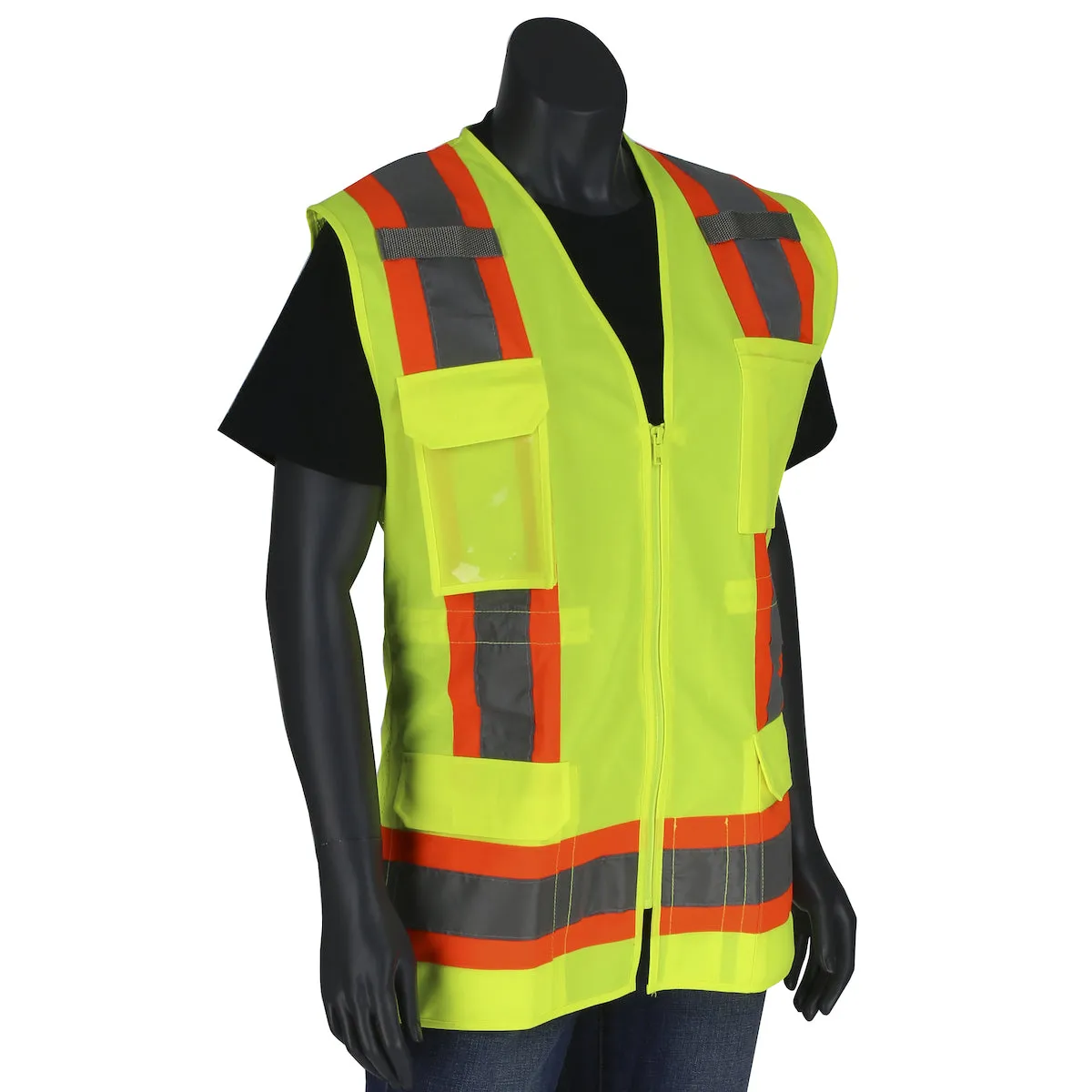 PIP Type R Class 2 Women's Contoured Two-Tone Surveyors Vest - Yellow