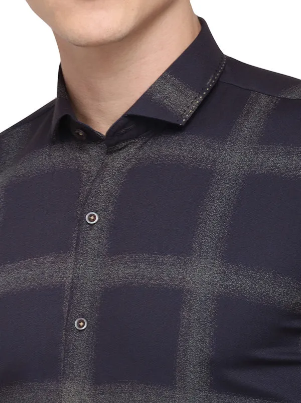 Purple Checked Slim Fit Party Wear Shirt | JB Studio