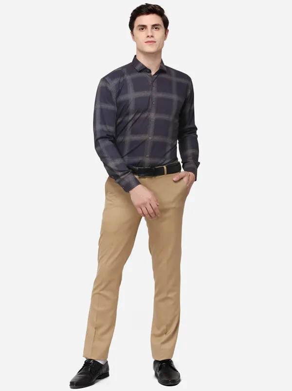 Purple Checked Slim Fit Party Wear Shirt | JB Studio