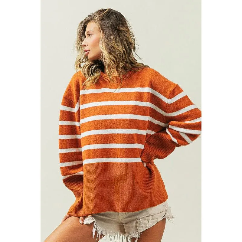 Ribbed Hem Stripe Sweater