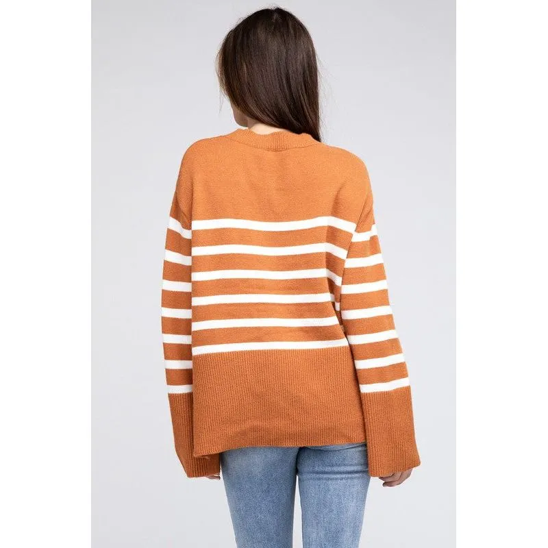 Ribbed Hem Stripe Sweater