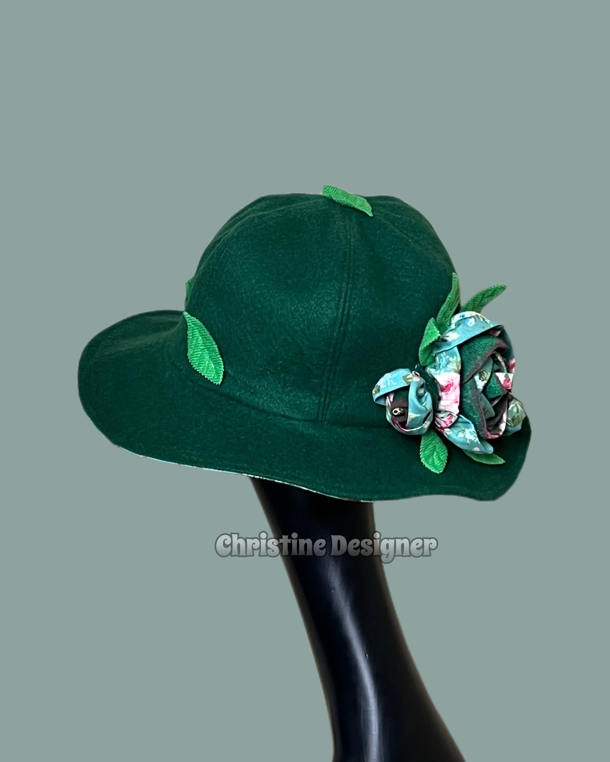 Romantic Cloche green hat matching coat