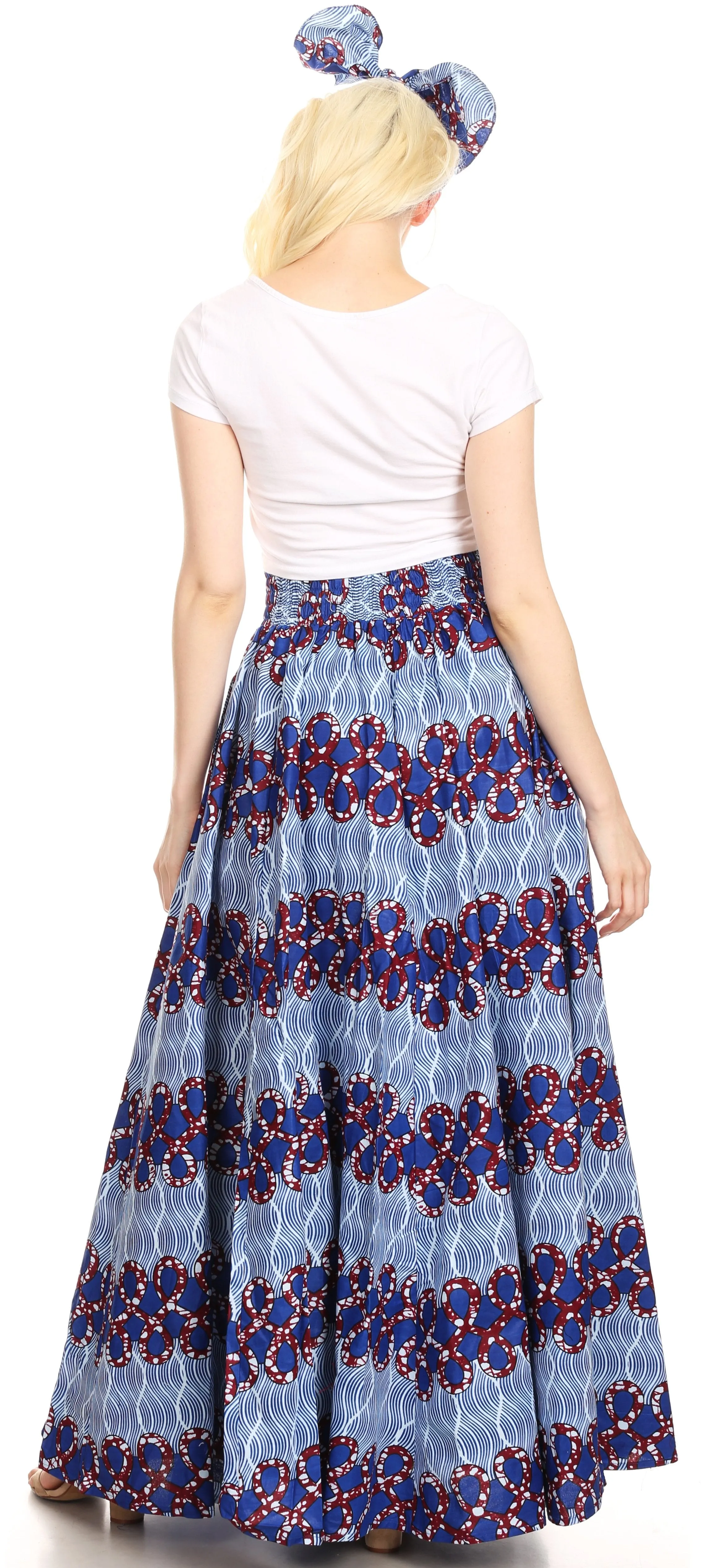 Sakkas Asma Convertible Traditional Wax Print Adjustable Strap Maxi Skirt | Dress