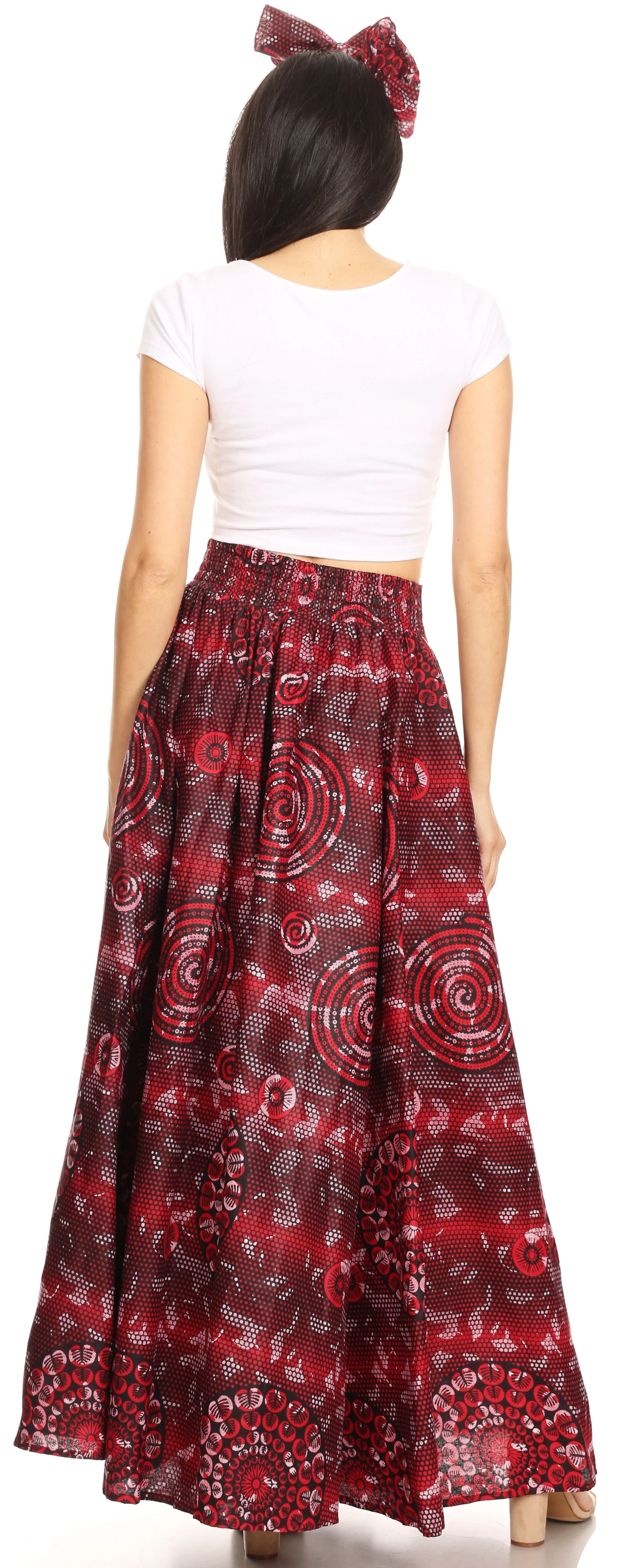 Sakkas Asma Convertible Traditional Wax Print Adjustable Strap Maxi Skirt | Dress